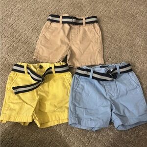 The Children's Place Tan, Yellow, and Blue Shorts Set with Belt